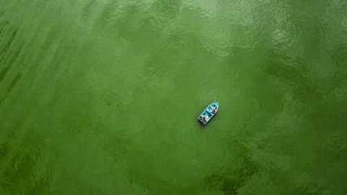 High angle view of person in boat on lake