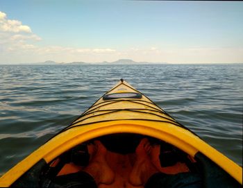 Cropped image of boat in sea