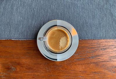 High angle view of coffee on table