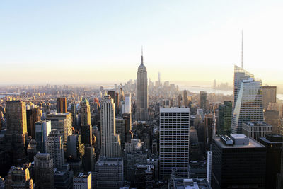 Usa, new york state, new york city, midtown manhattan at sunset