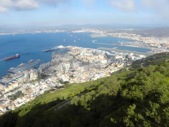 High angle view of townscape against sky