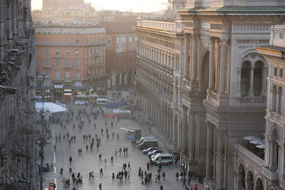 High angle view of people at piazza del duomo