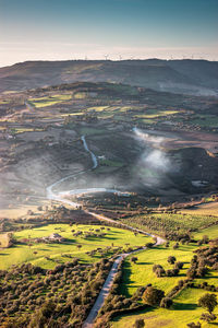 High angle view of landscape against sky