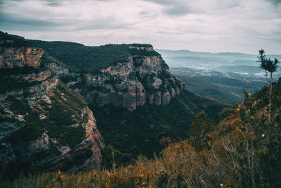 Panoramic view of landscape and mountains against sky