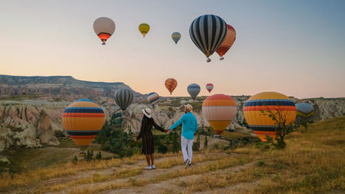 People in hot air balloons