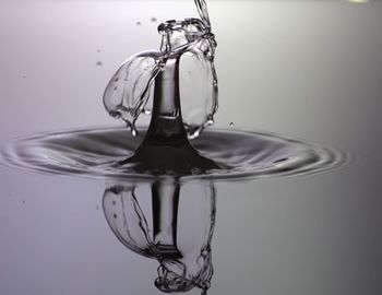 Close-up of drop falling on water