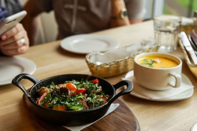 Close-up of food on table