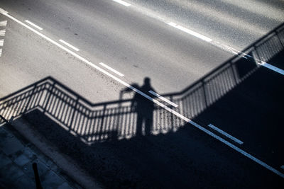 High angle view of shadow on road