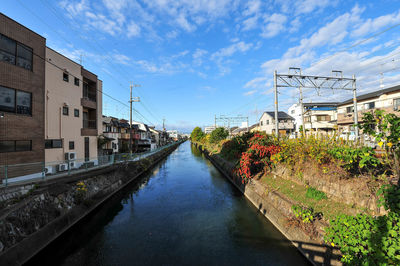 Canal amidst buildings against sky