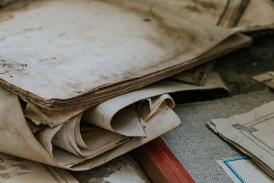 Close-up of paper on table