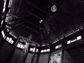 Low angle view of illuminated ceiling