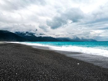 Scenic view of beach against sky