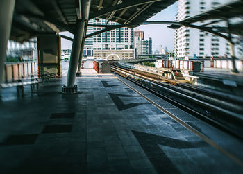 Railroad tracks in city