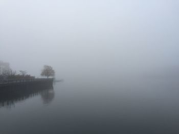 Scenic view of sea during foggy weather