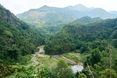 Scenic view of green mountains