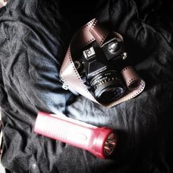 Close-up of man photographing