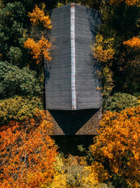 Aerial view of a lonely house in the fall season