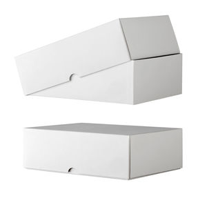 High angle view of white paper in box
