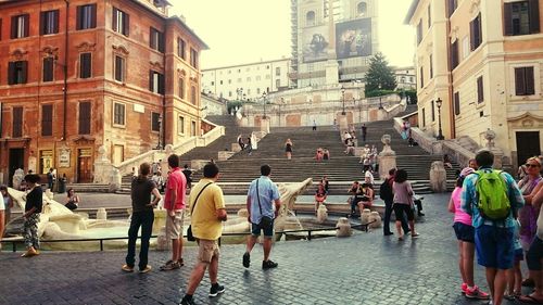Group of people in front of building