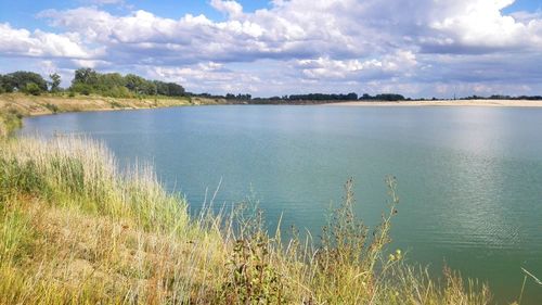 Scenic view of lake against sky