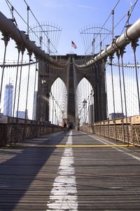 Brooklyn bridge leading towards city