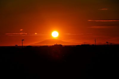 Silhouette of landscape at sunset