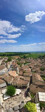 High angle view of townscape against sky