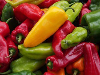 Full frame shot of multi colored bell peppers