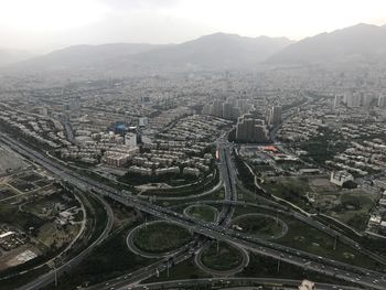 High angle view of cityscape against sky