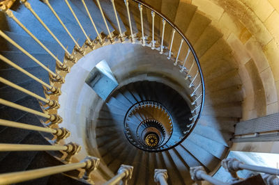 High angle view of spiral staircase