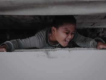 Portrait of boy smiling