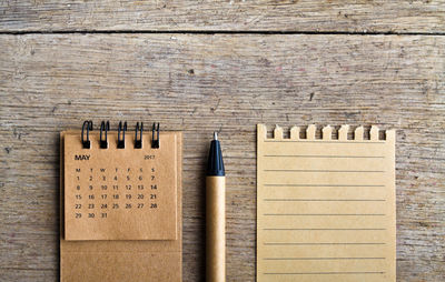 High angle view of pen on table