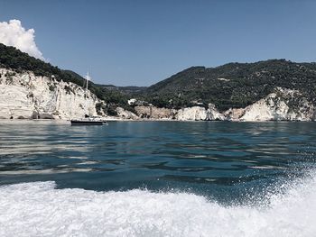 Scenic view of sea against clear sky