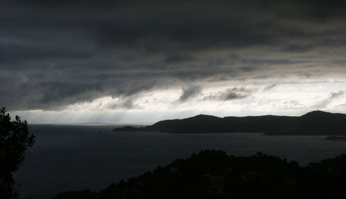 Scenic view of sea against cloudy sky