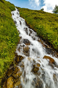 Stream flowing through rocks in forest