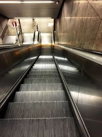 High angle view of escalator at subway station