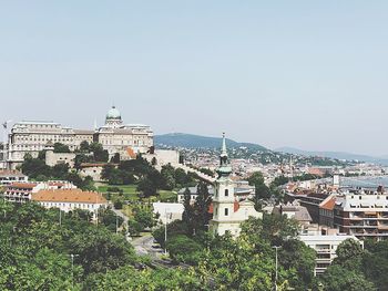 High angle view of buildings in city