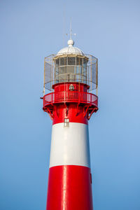 Low angle view of lighthouse against clear sky