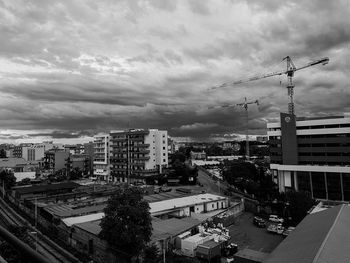 High angle view of cityscape against sky