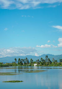 Scenic view of lake against sky