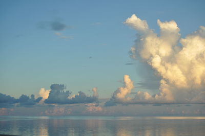 Scenic view of sea against cloudy sky