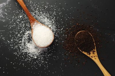 High angle view of ice cream on table
