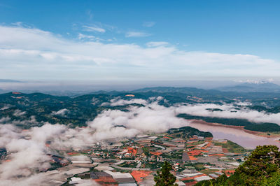 High angle view of townscape against sky