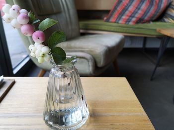 Close-up of glass vase on table