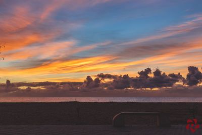 Scenic view of cloudy sky at sunset