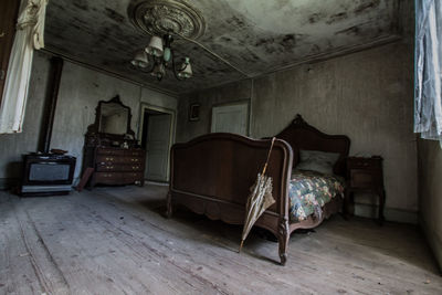 Empty chairs in old room