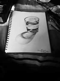 High angle view of beer glass on table