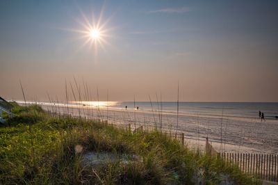 Sunrise over myrtle beach, north carolina with dunes and sand