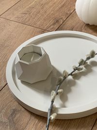 High angle view of empty plate on table