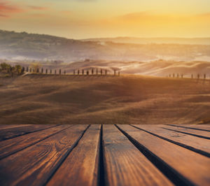 Scenic view of landscape against sky during sunset